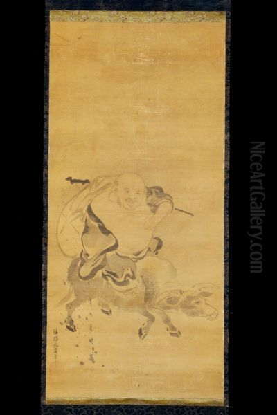 Hotei Riding a Waterbuffalo - view 1