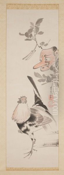 Cockerel and Tengu-Mask - view 1