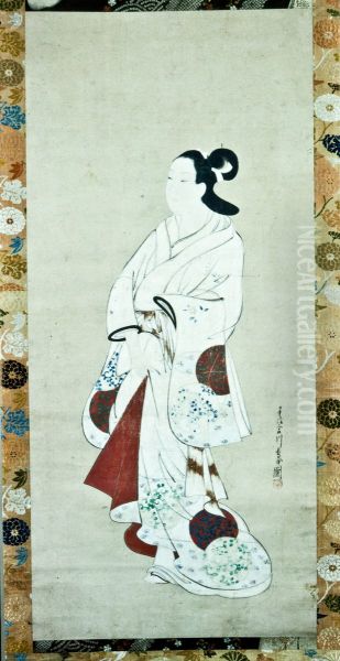 Standing Prostitute in White Kimono - view 1