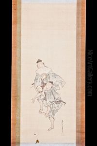 Manzai Performers by Katsushika Hokusai