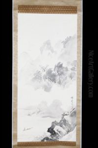 Landscape with River in Mountainous Country [left of a triptych] by Kawanabe Kyosai