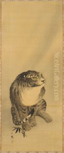 Tiger [left of a pair of Tiger and Dragon] by Mori Ippo