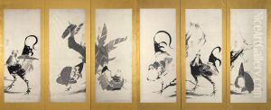 Roosters and Hens [right of a pair] by Ito Jakuchu