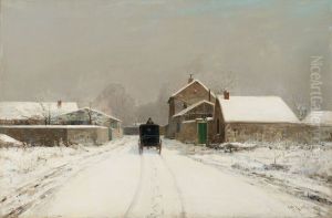 L'Avenue de Neuilly on a Winter Day by Francois-Joseph Luigi Loir