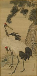 Two Cranes and a Pine Tree by Maruyama Okyo