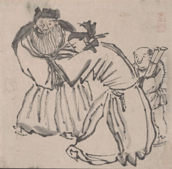 Scholars Meet to Look at Paintings - view 1