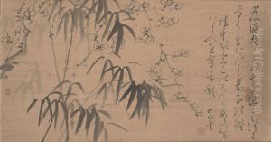 Bamboo and Plum Blossoms by Fujimoto Tesseki
