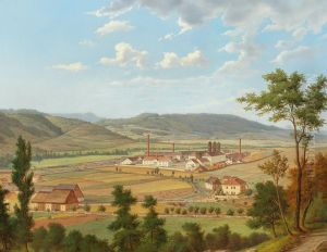 Blick auf die Chemische Fabrik in Aussig an der Elbe by Ernst Gustav Doerell