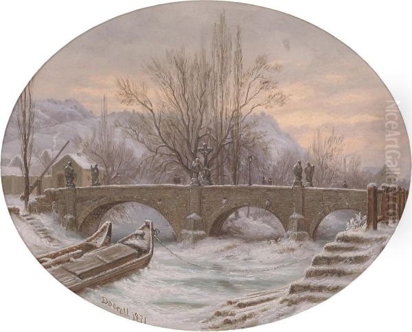 Winter landscape with stone bridge - view 1