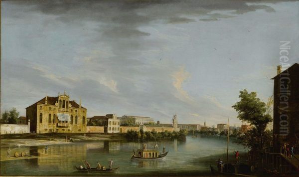 VIEW OF THE RIVER BRENTA AT STRA WITH THE VILLA CAPPELLO AND THE VILLA PISANI - view 1