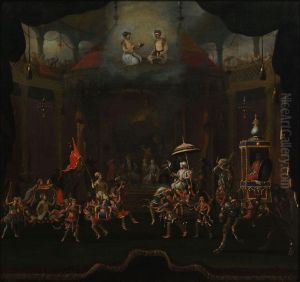 Parade of the sons of Shah Jahan on composite horses and elephants