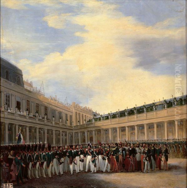 La garde nationale celebre dans la cour du Palais-Royal, l'anniversaire de la naissance du roi, 6 octobre 1830. - view 1