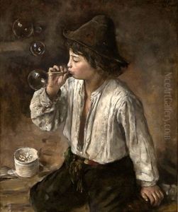 Boy blowing bobbles