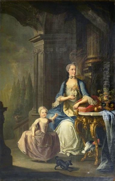 Portrait of Princess Isabella of Parma (1741-1763) and her daughter Archduchess Maria Theresa of Austria (1762-1770) - view 1