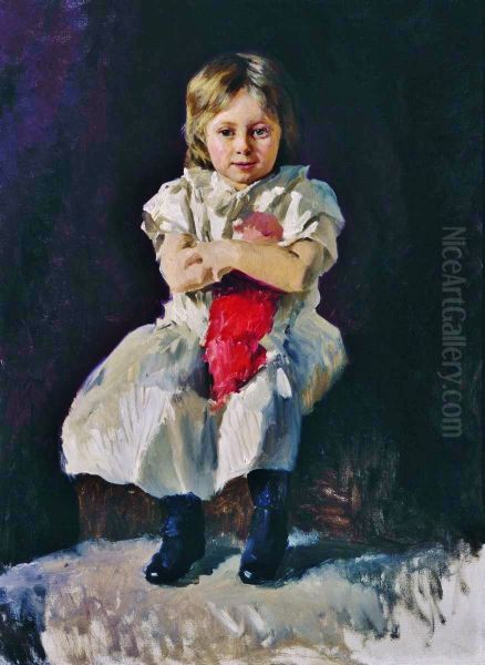 Little girl with doll - view 1