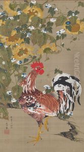 Rooster and Sunflowers by Ito Jakuchu