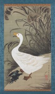 White goose and reeds by Ito Jakuchu