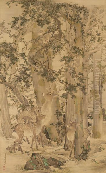Old Oak, Monkeys, and Deer - view 1
