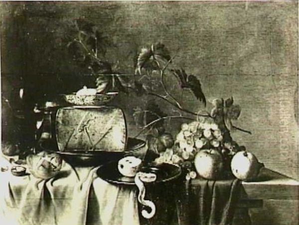 Still life with cheese and fruit - view 1