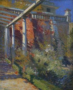 Sunken Garden Beneath Wall, Villa Francesca, Setauket, Long Island