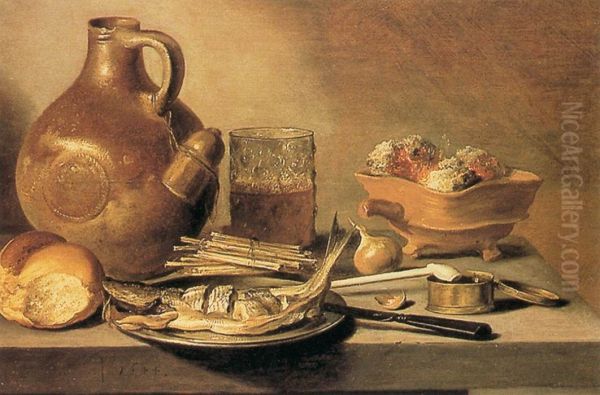 Still Life with Stone Jug, Kipper and smoker's requisites. - view 1