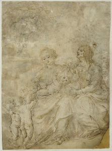 Maria med barnet, S:t Anne och anglar Maria med barnet, S:t Anne och anglar