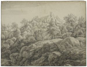 Bergssluttning med klippor by Antonie Waterloo