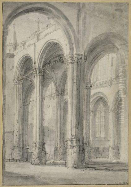 Interior av den nya kyrkan i Amsterdam efter branden 1645 - view 1