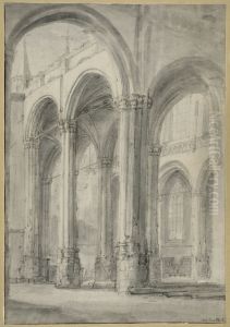 Interior av den nya kyrkan i Amsterdam efter branden 1645 by Willem Schellinks