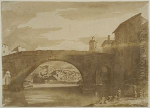 Manliga badare och tvattkvinnor vid Ponte Cestio i Rom by Jacob Van Der Ulft
