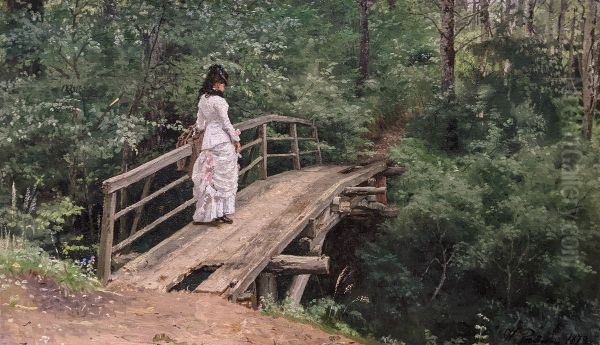 Vera Repine se promenant au parc d'Abramtsevo - view 1