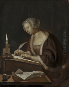 A Young Woman Writing a Letter by Frans van Mieris