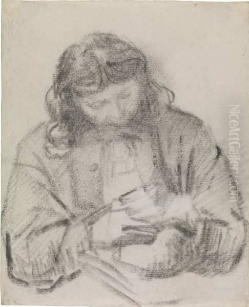 Seated Man, Half-Length, at Work - view 1