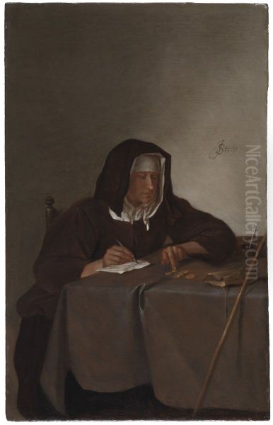 Woman Counting Coins - view 1