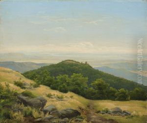 Landscape with wooded hilltop