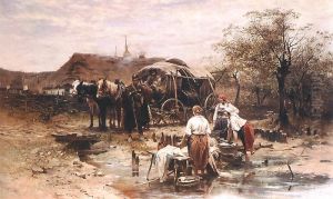 Pogawedka z mlodymi praczkami. by Jozef Brandt