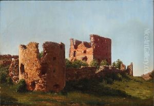 The ruins of Hammershus, Denmark by Johannes Herman Brandt