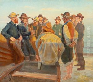 Fishermen by the Sea on a Summer's Evening. Study.