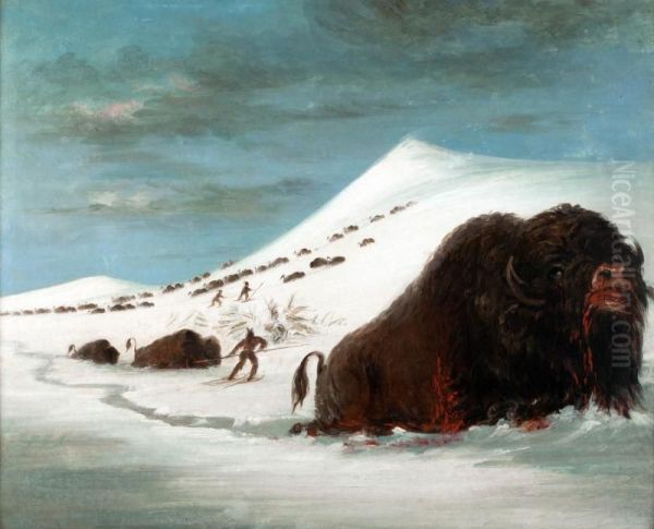 Buffalo Hunt in Snow Shoes - view 1