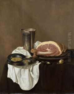 Still Life with Ham by Jan Jansz Den Uyl