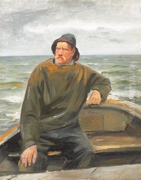 A fisherman in a boat. - view 1