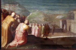 apparizione di san michele su castel sant'angelo a papa gregorio magno by Domenico Beccafumi