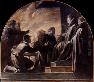 Margherita Gonzaga Receiving the Model of the Church of St Ursula by Domenico Fetti