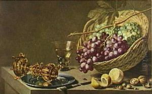 Still life with fruit on a table by Pieter Claesz