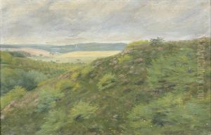 A landscape with cows. by Hans Gyde Petersen