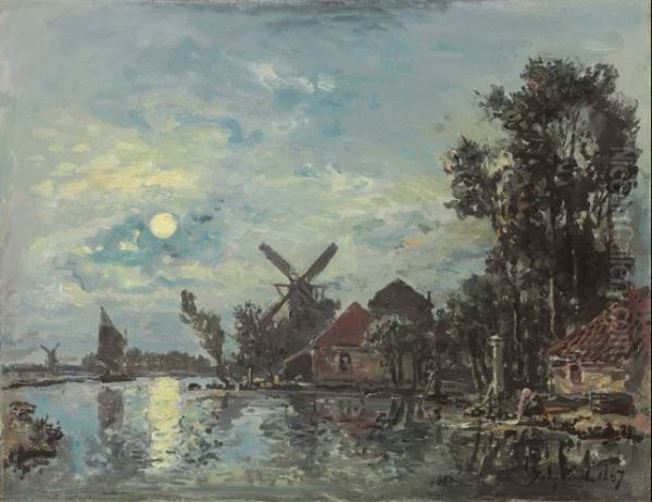 Effet de lune sur l'estuaire, Hollande - view 1
