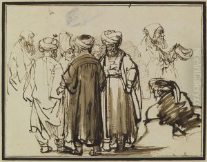 Men in oriental dress and two studies of a beggar in the half-figure.