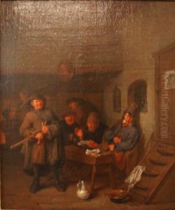 interno di osteria con suonatore di zampogna by Egbert Van Heemskerck