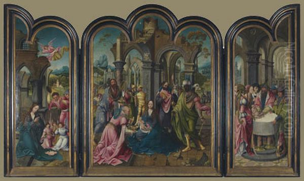 Triptych with adoration by the Magi - view 1