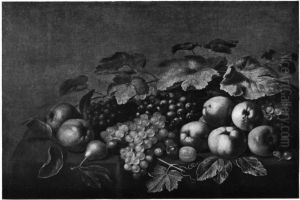 Still life of apples and grapes by Floris van Schooten